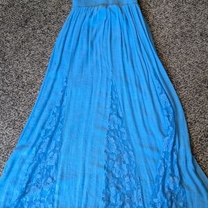 VENUS Turquoise Blue Lace-Panel Maxi Dress